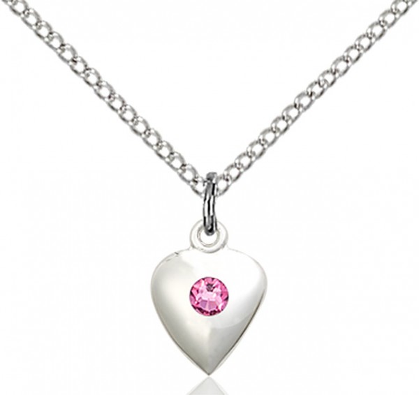 Baby Heart Pendant with Birthstone Options - Rose