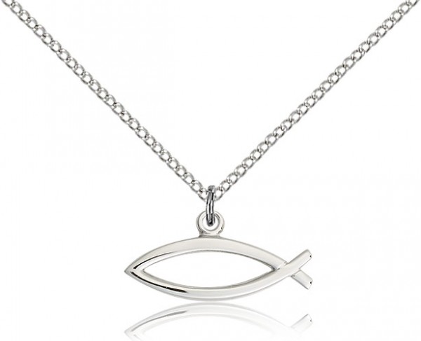 Ichthus Fish Pendant - Sterling Silver