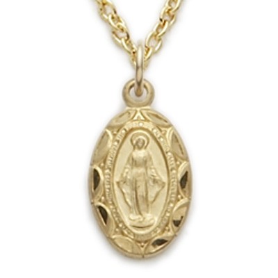 Gold Plated Oval Miraculous Baby Medal   - Gold
