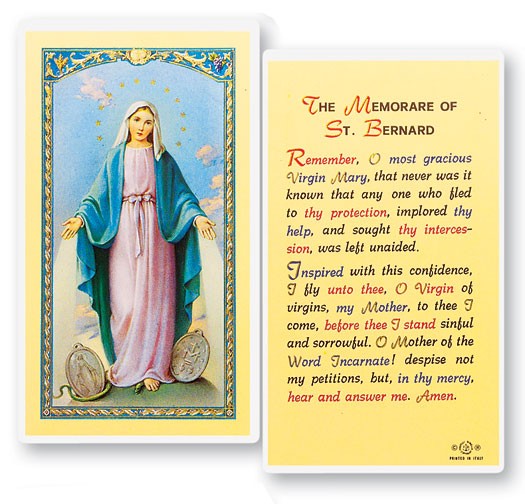 Our Lady of Grace Memory of St. Bernard Prayer Cards - 25 Cards Per Pack .80 per card