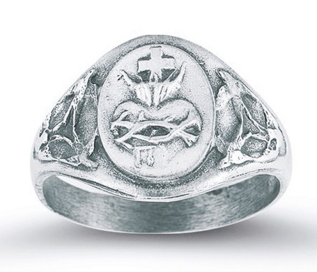 Women's Sacred Heart of Jesus Ring Sterling Silver - Sterling Silver
