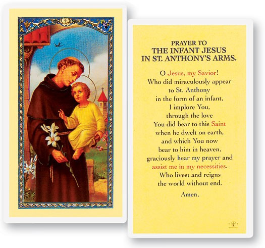 Prayer To Infant Jesus Laminated Prayer Card - 1 Prayer Card .99 each