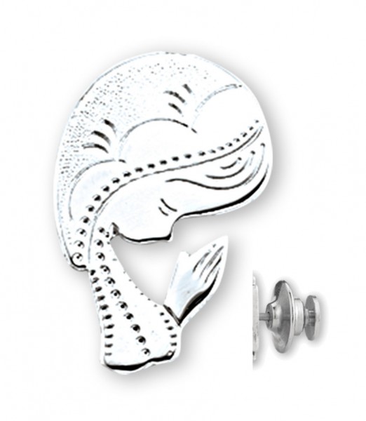 Praying Madonna Bust Lapel Pin Sterling Silver - Sterling Silver
