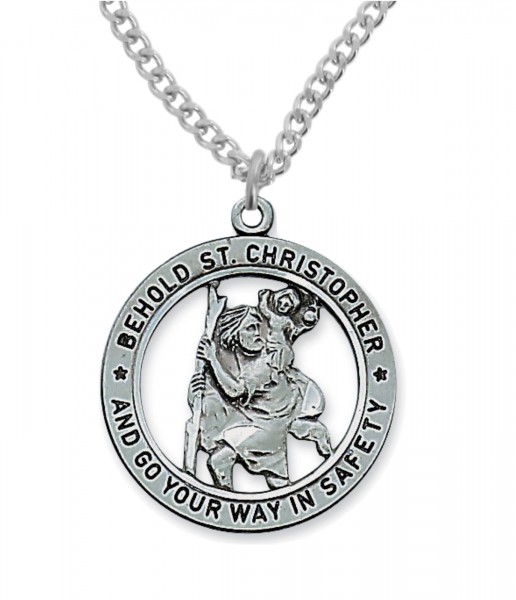 Round Cut-Out St. Christopher Medal - Pewter