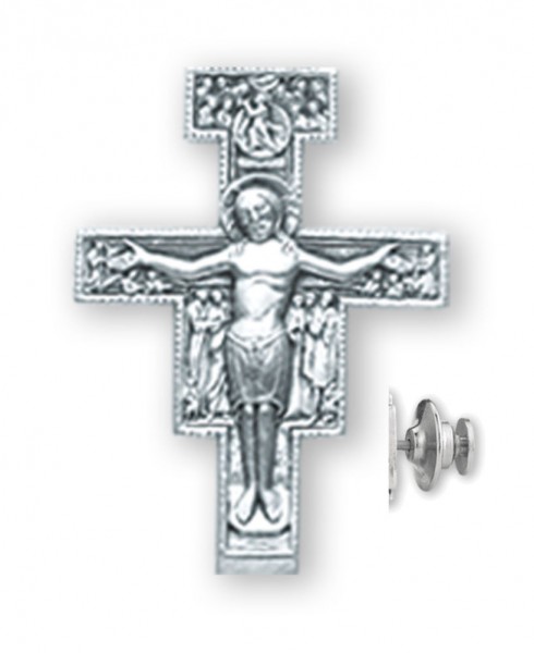 San Damiano Crucifix Lapel Pin Sterling Silver - Sterling Silver
