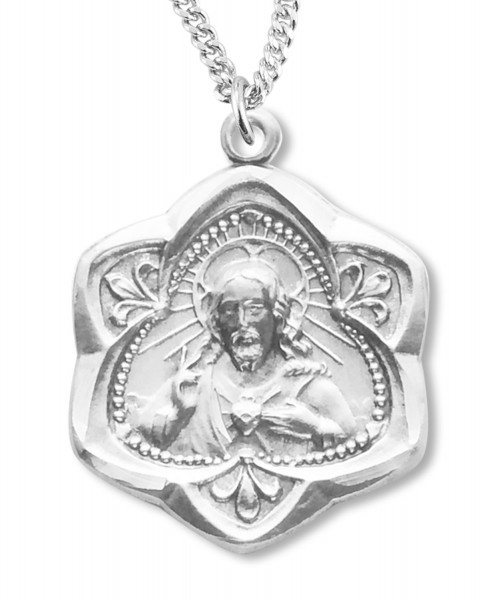 Six Sided Scapular Medal Sterling Silver Necklace - Sterling Silver