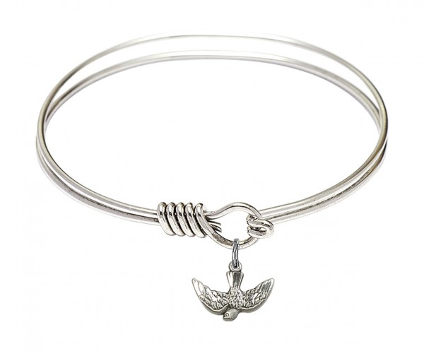 Smooth Bangle Bracelet with a Holy Spirit Charm - Silver