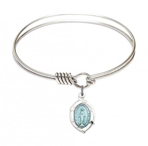 Smooth Bangle Bracelet with a Miraculous Leaf Charm - Silver