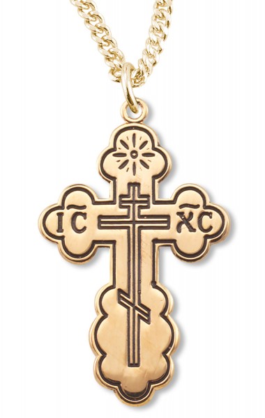 Saint Olga's Orthodox Cross Pendant Gold Plated Sterling Silver - Gold