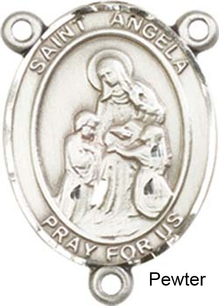 St. Angela Merci Rosary Centerpiece Sterling Silver or Pewter - Pewter
