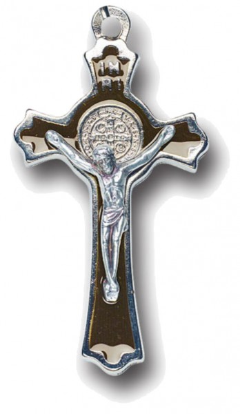 St. Benedict Black Inlay Cross Pendant 2 inch, 3 per order - Black | Silver