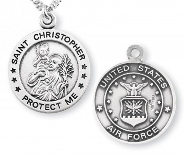 St. Christopher Air Force Medal Sterling Silver - Sterling Silver