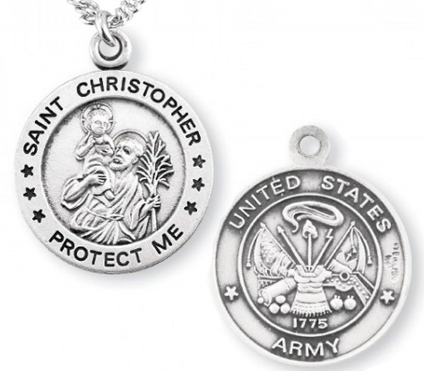 St. Christopher Army Medal Sterling Silver - Sterling Silver