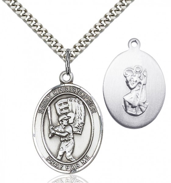 St. Christopher Baseball Medal - Sterling Silver