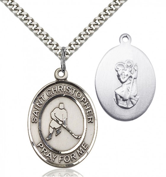 St. Christopher Ice Hockey Medal - Sterling Silver