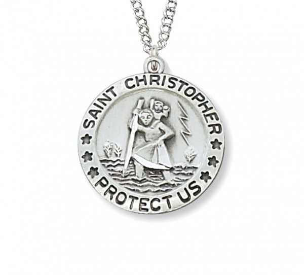 Small Women's St. Christopher Medal Sterling Silver  - Silver