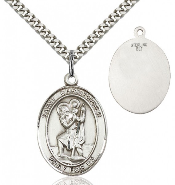 St. Christopher Oval Medal - Sterling Silver