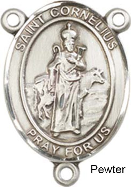 St. Cornelius Rosary Centerpiece Sterling Silver or Pewter - Pewter
