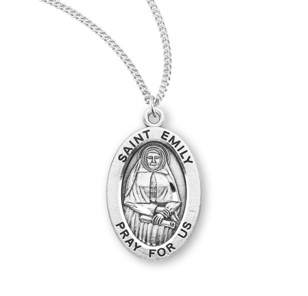 St. Emily Oval Medal - Sterling Silver
