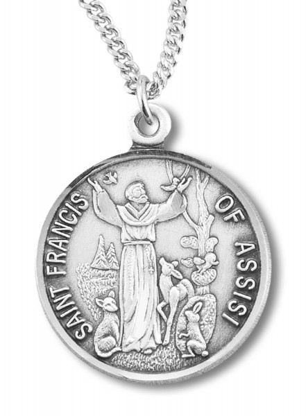 St. Francis Round Medal Sterling Silver - Sterling Silver