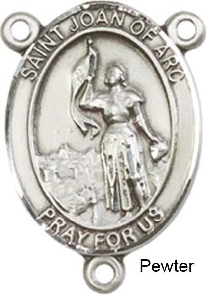 St. Joan of Arc Rosary Centerpiece Sterling Silver or Pewter - Pewter