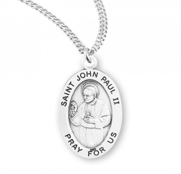 Women's St. John Paul II Oval Medal - Sterling Silver