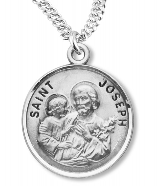 Round St. Joseph Sterling Silver Pendant - Sterling Silver