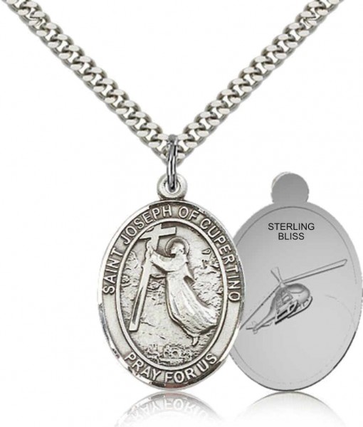 St. Joseph of Cupertino Medal with Helicopter - Pewter