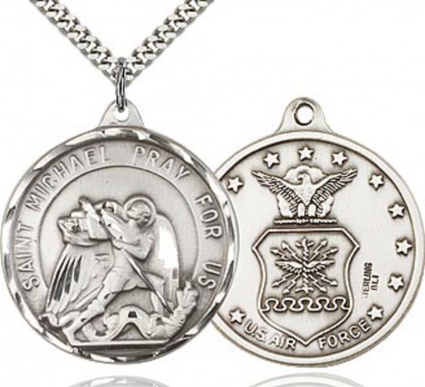 St. Michael Air Force Medal Round - Sterling Silver