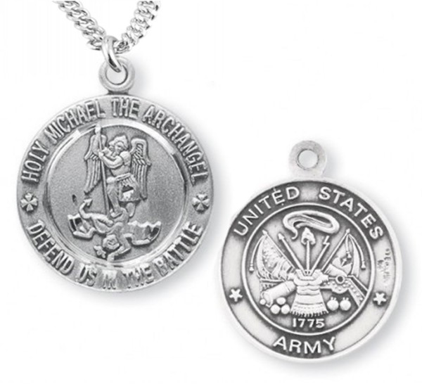 St. Michael Army Medal Sterling Silver - Sterling Silver