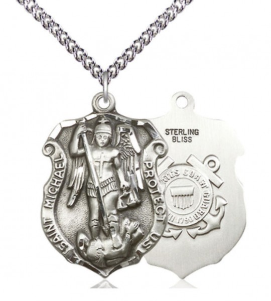 St. Michael Coast Guard Medal Shield - Sterling Silver