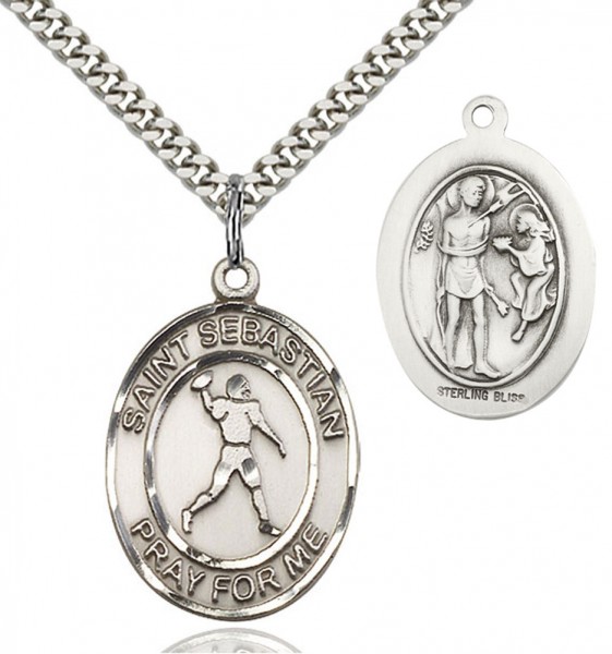 St. Sebastian Football Medal - Sterling Silver