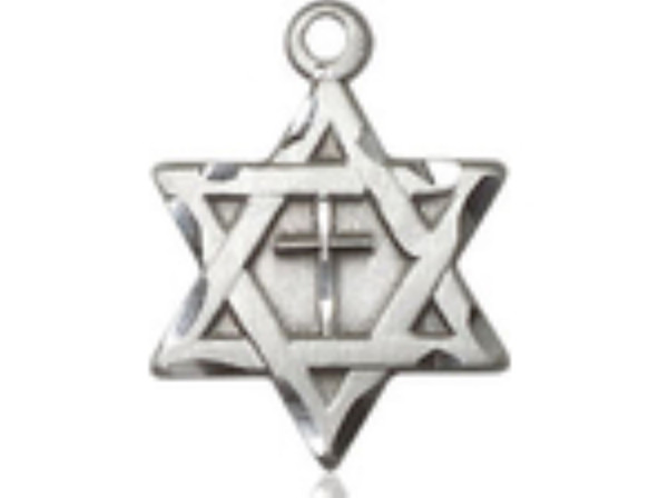 Star of David with Cross Pendant - Sterling Silver