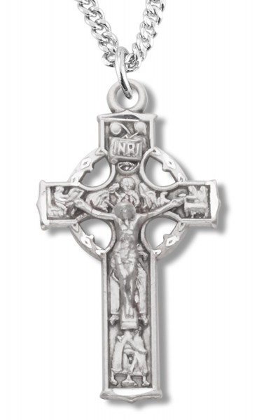 Sterling Silver Celtic Crucifix Pendant - Sterling Silver