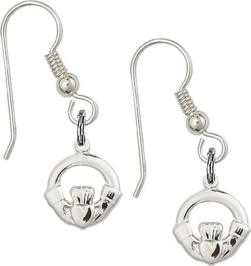 Sterling Silver Claddagh French Wire Earrings - Sterling Silver