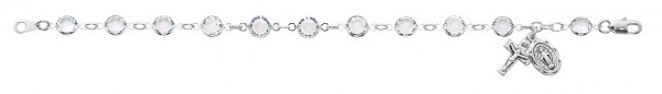 Sterling Silver Rosary Bracelet with Clear Austrian Crystal Beads - Clear
