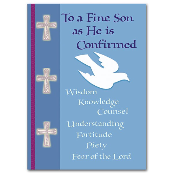 To a Fine Son as He is Confirmed Greeting Card - Blue