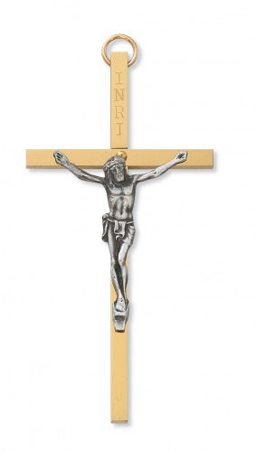 Two-tone Metal Crucifix, 4 inch - Two-Tone
