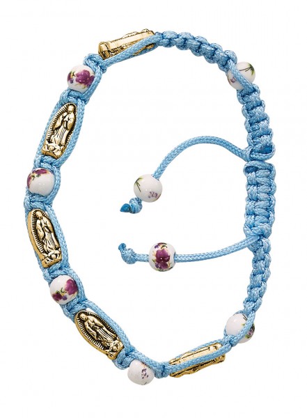 Women's Aqua Cord Guadalupe Charm Bracelet with Ceramic Beads - Blue