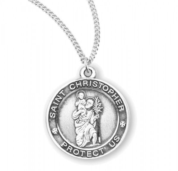 Women's Classic Round Saint Christopher Necklace - Sterling Silver