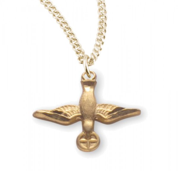 Women's Descending Dove and Host Necklace - Gold Plated