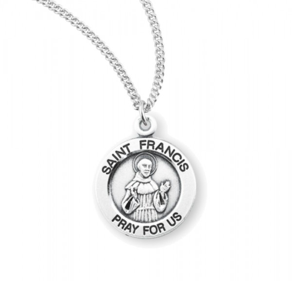Women's Round Saint Francis of Assisi Necklace - Sterling Silver