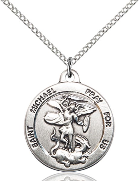 Women's Round St. Michael the Archangel Medal - Sterling Silver