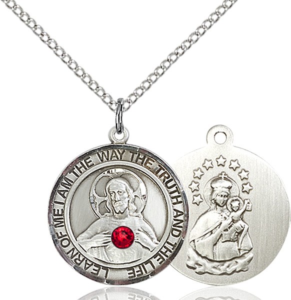Women's Sacred Heart Round Pendant - Sterling Silver