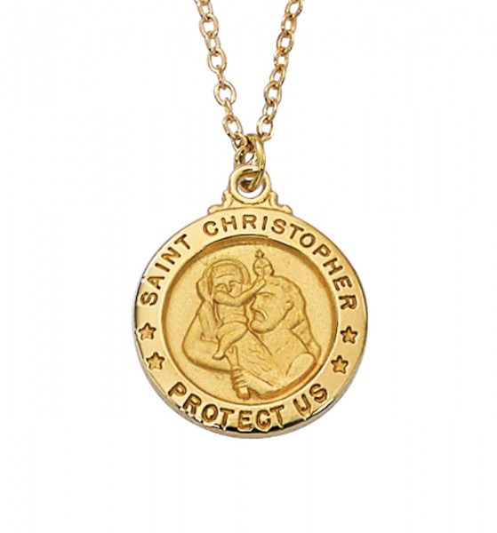 Women's Saint Christopher Medal Round Goldtone - Gold Tone
