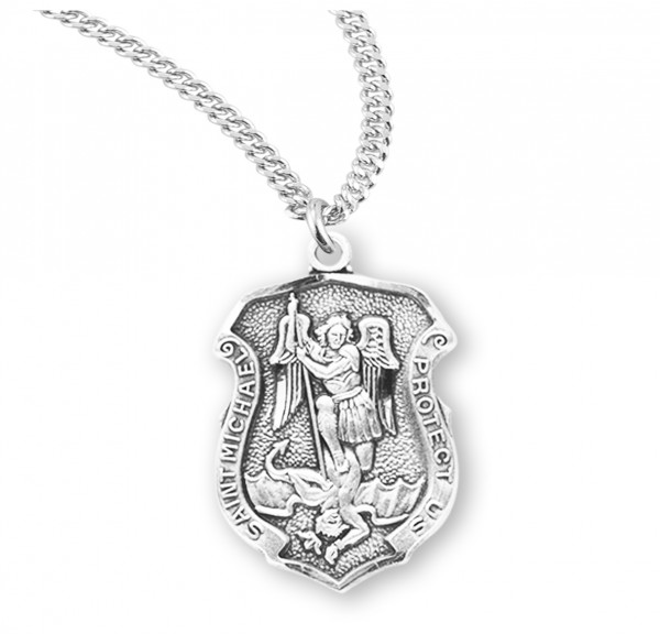 Women's Saint Michael Badge Medal - Sterling Silver
