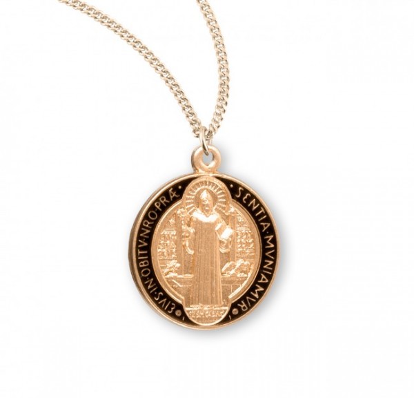 Women's St. Benedict Black Enamel Double-Sided Necklace - Black | Gold