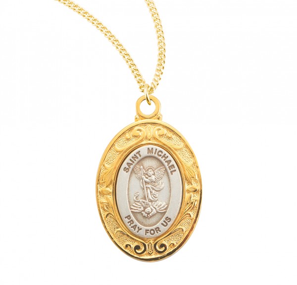 Women's St. Michael Oval Sterling Silver Medal - Gold Plated