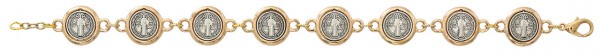 Women's Two-Tone St. Benedict Charm Bracelet - Two-Tone Silver