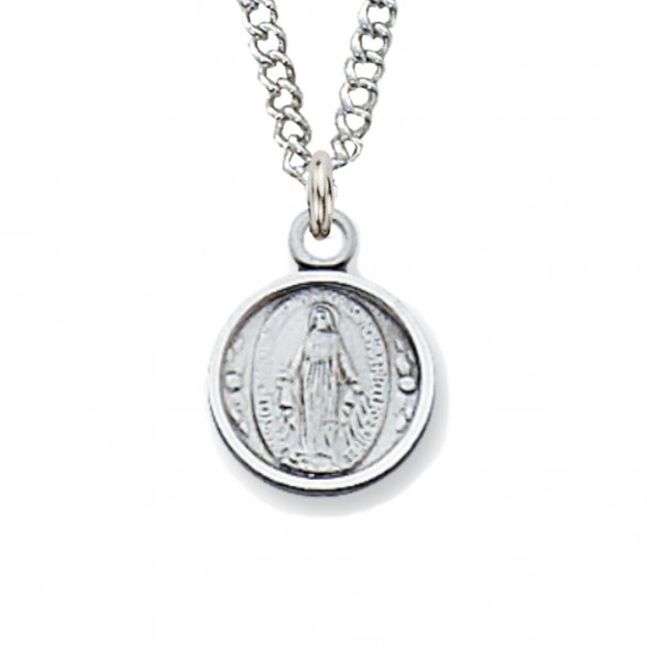 Youth Round Sterling Silver Miraculous Medal Necklace - Sterling Silver